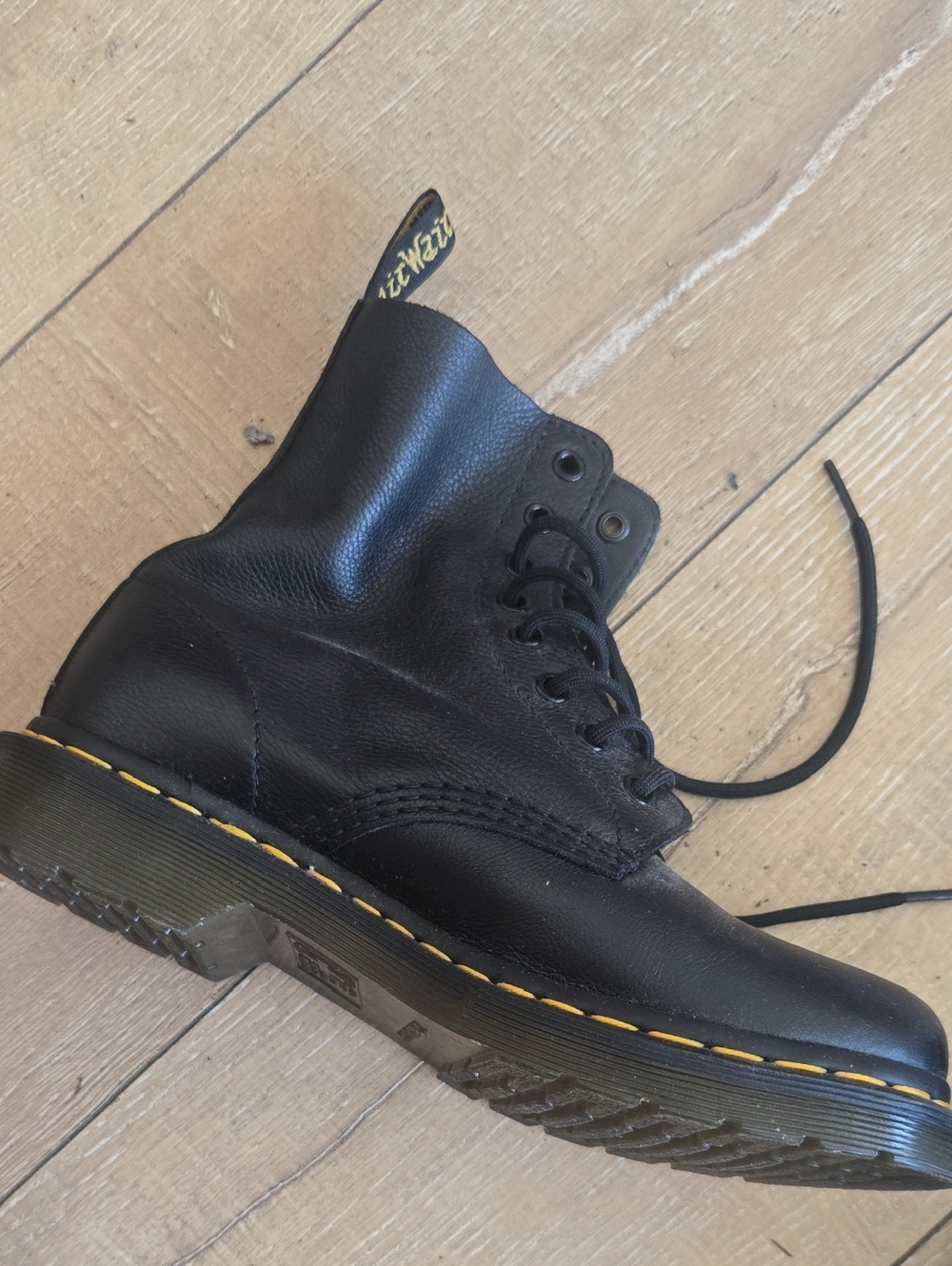 Dr. Martens Black Boot with Yellow Stitching